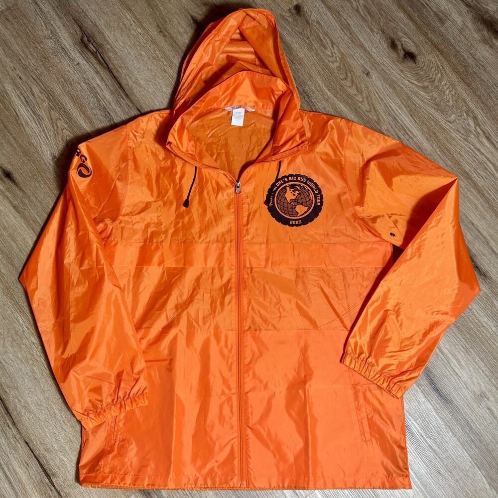 Rare Post Malone Big Ass World Tour 2025 PRG Crew Windbreaker Jacket L Orange